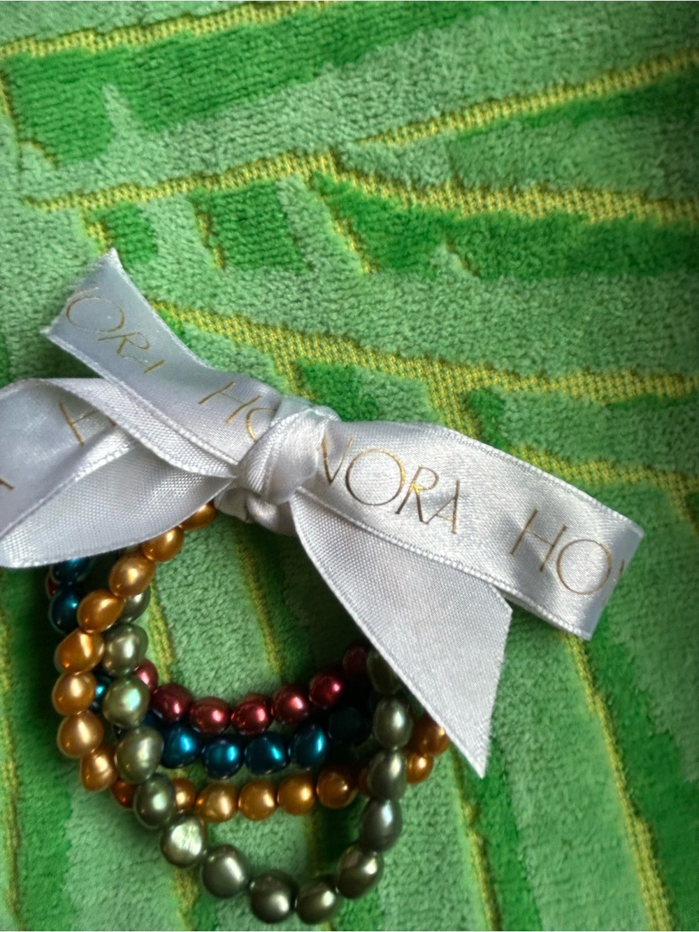Honora Multicolor Pearl Stretch Bracelet Set - Blue, Green, Gold, Red